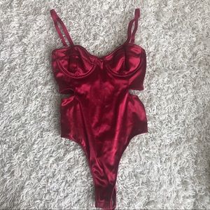 Urban Outfitters Red Satin Bodysuit